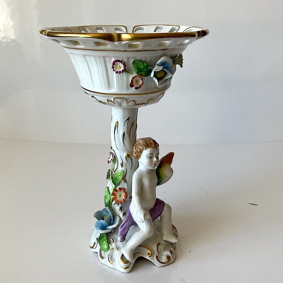 Antique Compote Cherub Dish by Von Shierholz Made in Dresden Circa 1910-1930s - Picture 1 of 10
